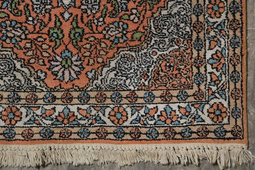 2.6 x 10 Salmon Red Kashmir Silk Runner 23512