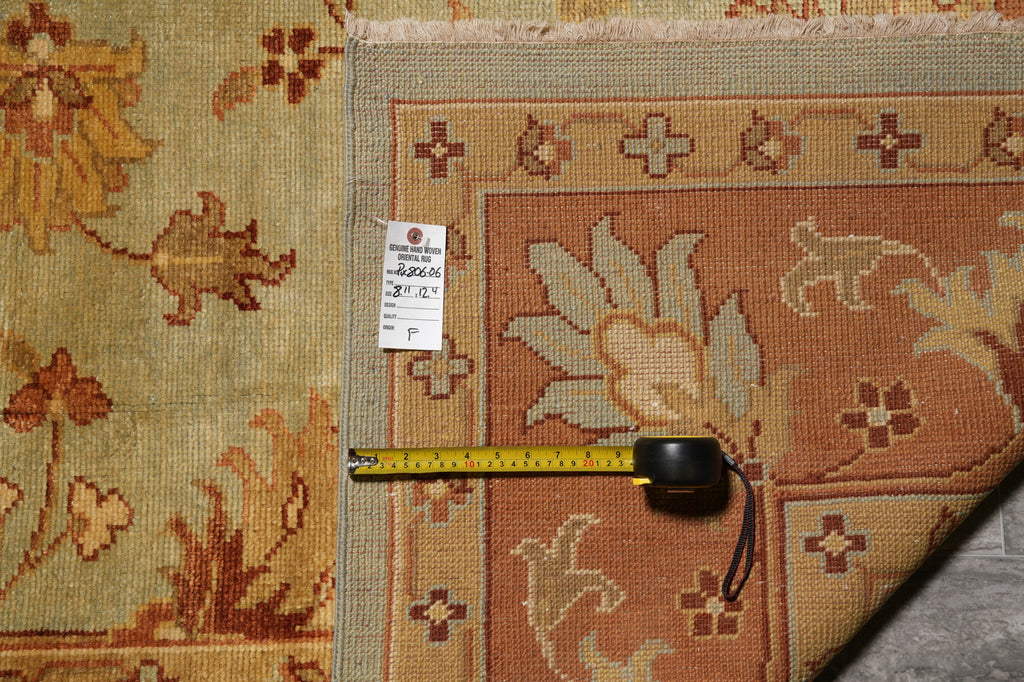 9 x 12.4 Green New Handmade Oushak Rug #PIX-806-06