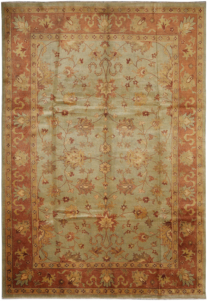 9 x 12.4 Green New Handmade Oushak Rug #PIX-806-06