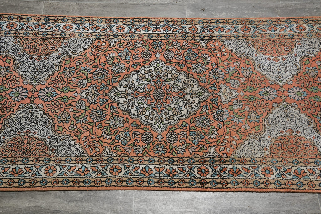 2.6 x 10 Salmon Red Kashmir Silk Runner 23512