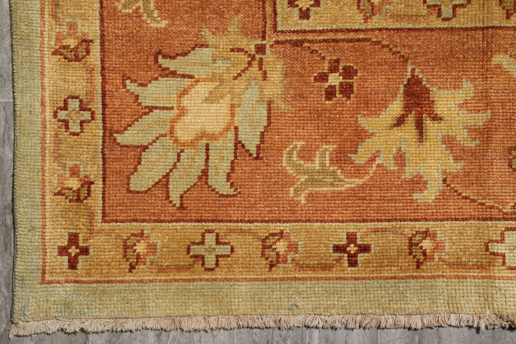 9 x 12.4 Green New Handmade Oushak Rug #PIX-806-06