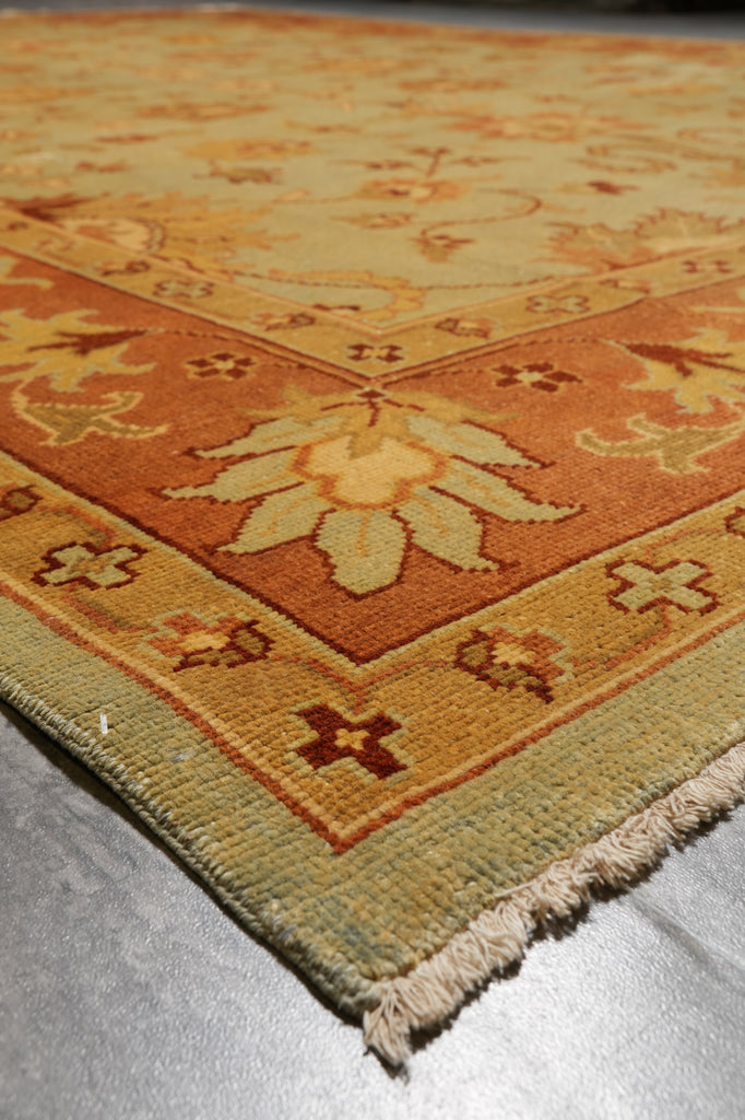 9 x 12.4 Green New Handmade Oushak Rug #PIX-806-06