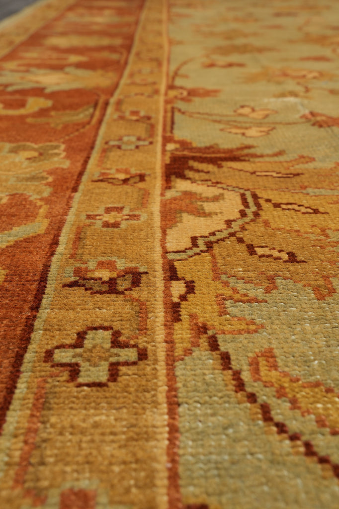 9 x 12.4 Green New Handmade Oushak Rug #PIX-806-06