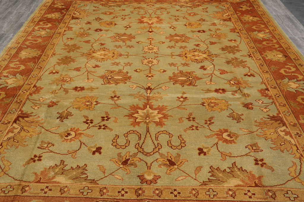 9 x 12.4 Green New Handmade Oushak Rug #PIX-806-06