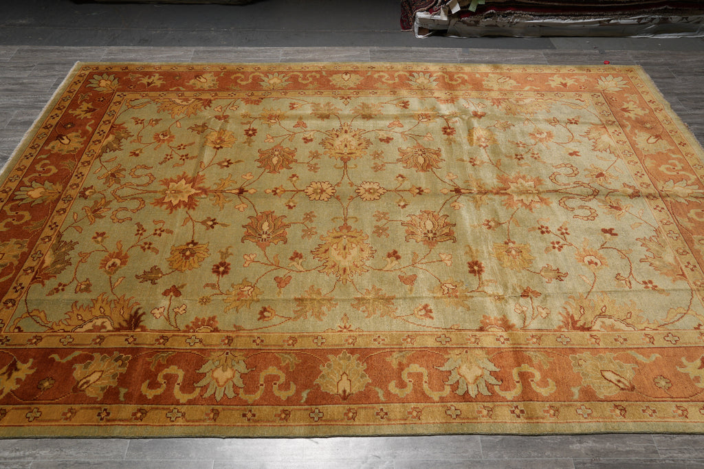 9 x 12.4 Green New Handmade Oushak Rug #PIX-806-06