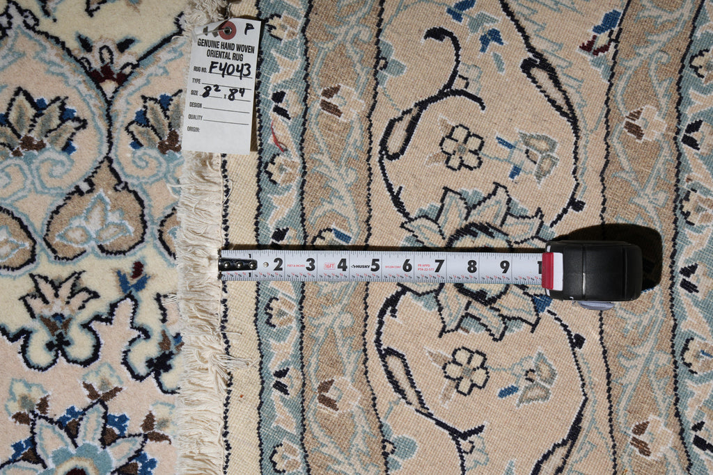 8.2 x 8.4 Round Perian Nain Wool and Silk Rug #F-4043