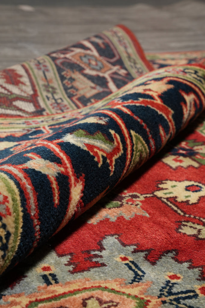 8' x 10' Serapi Heriz Rug – Classic Red Field with Navy Geometric Medallion #F-74909