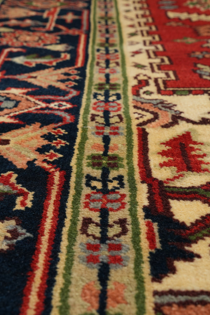 8' x 10' Serapi Heriz Rug – Classic Red Field with Navy Geometric Medallion #F-74909