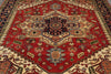 Load image into Gallery viewer, 8' x 10' Serapi Heriz Rug – Classic Red Field with Navy Geometric Medallion #F-74909