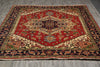 Load image into Gallery viewer, 8' x 10' Serapi Heriz Rug – Classic Red Field with Navy Geometric Medallion #F-74909