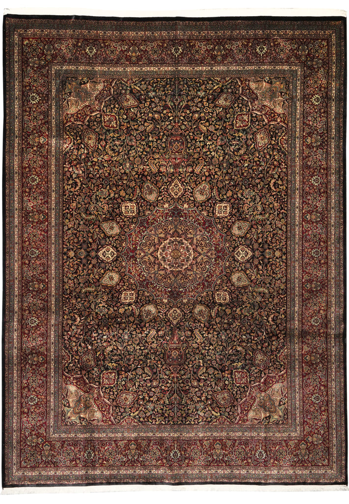 9.1 x 11.9 Black High Quality Handmade Rug Sheik Safi 200 KPSI #PIX-13194