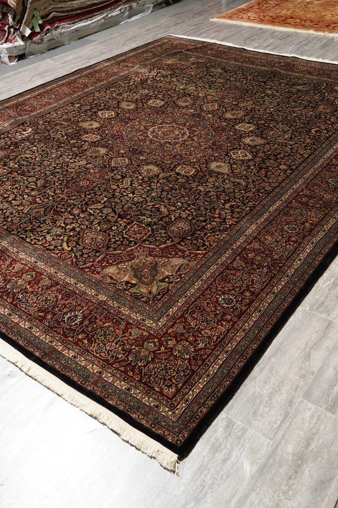 9.1 x 11.9 Black High Quality Handmade Rug Sheik Safi 200 KPSI #PIX-13194