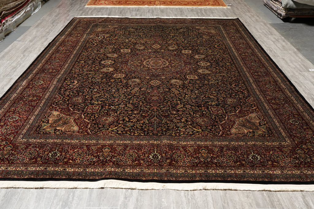 9.1 x 11.9 Black High Quality Handmade Rug Sheik Safi 200 KPSI #PIX-13194
