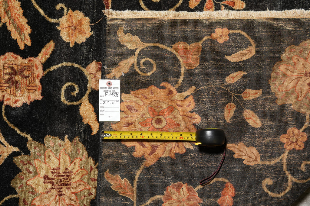 9 x 12 Black Transitional Modern Handmade Rug #F-4398