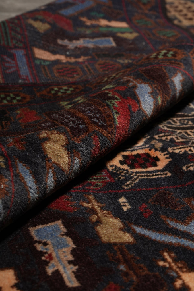 3.9 x 7 Afghan War Rug Handmade Wool Tank Fight Ammunitions #F-3224
