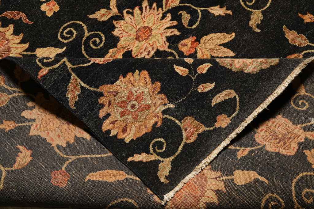 9 x 12 Black Transitional Modern Handmade Rug #F-4398