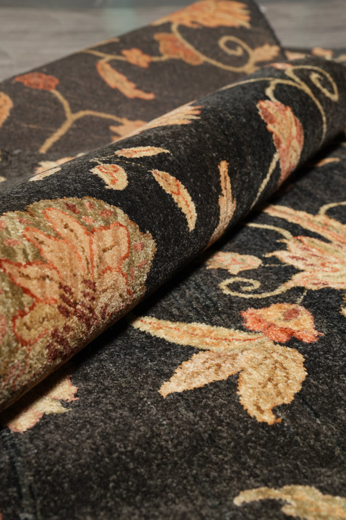 9 x 12 Black Transitional Modern Handmade Rug #F-4398