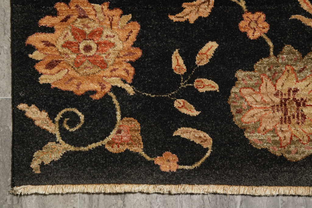 9 x 12 Black Transitional Modern Handmade Rug #F-4398