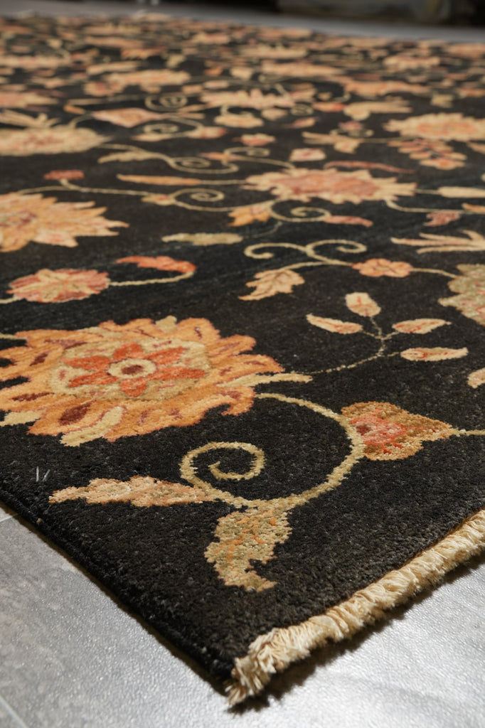 9 x 12 Black Transitional Modern Handmade Rug #F-4398