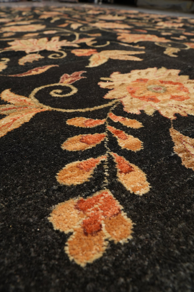 9 x 12 Black Transitional Modern Handmade Rug #F-4398