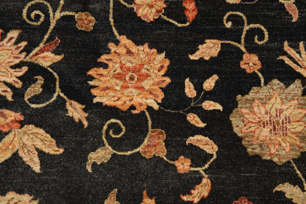 9 x 12 Black Transitional Modern Handmade Rug #F-4398