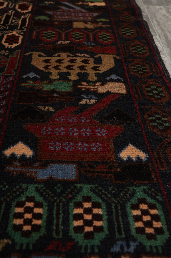 3.9 x 7 Afghan War Rug Handmade Wool Tank Fight Ammunitions #F-3224