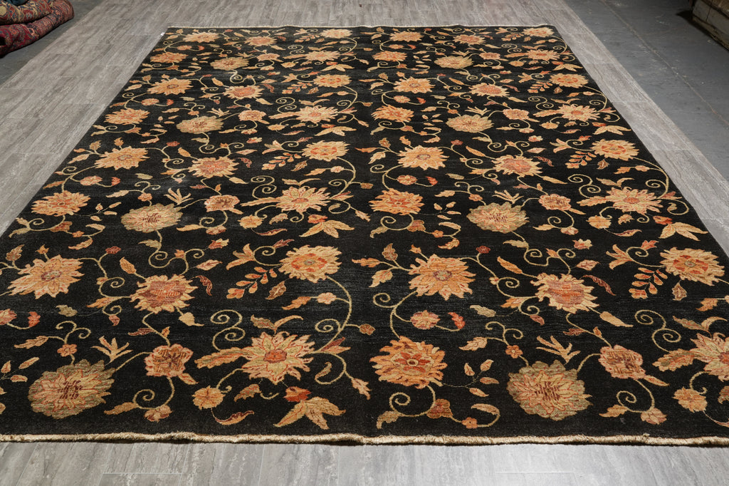 9 x 12 Black Transitional Modern Handmade Rug #F-4398