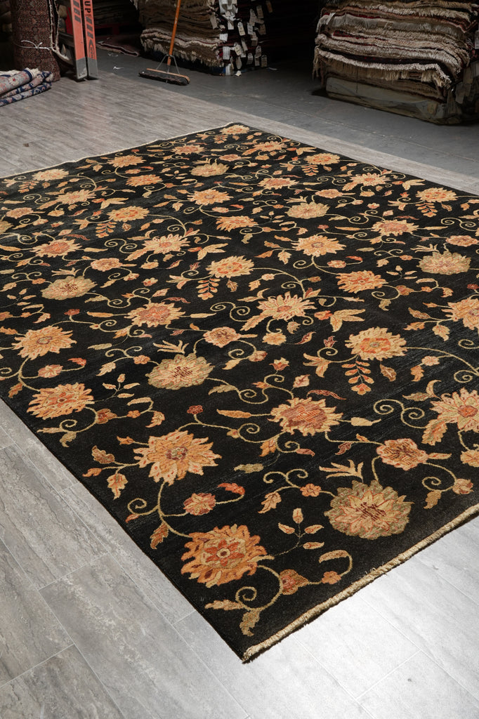 9 x 12 Black Transitional Modern Handmade Rug #F-4398