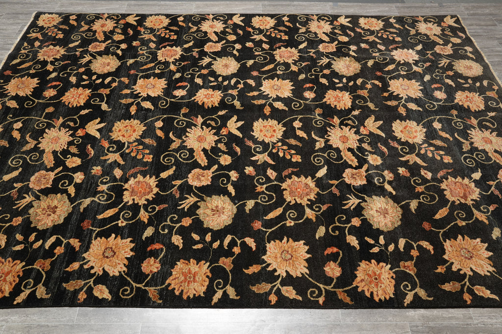 9 x 12 Black Transitional Modern Handmade Rug #F-4398