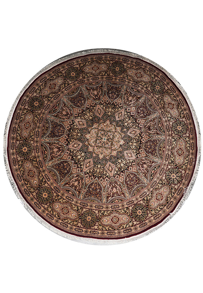 8.0 x 8.0 Round Wool and Silk Fascinating Handmade Rug  #F-4048
