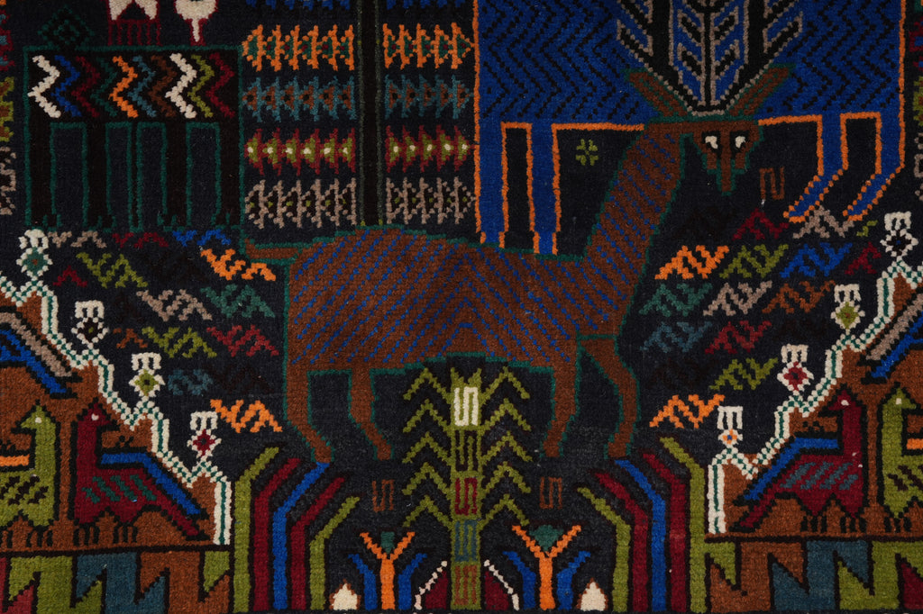 3.9 x 6.9 Tribal Wool Rug Handmade Afghanistan Wool on Wool #F-3225