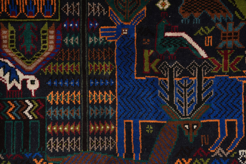 3.9 x 6.9 Tribal Wool Rug Handmade Afghanistan Wool on Wool #F-3225