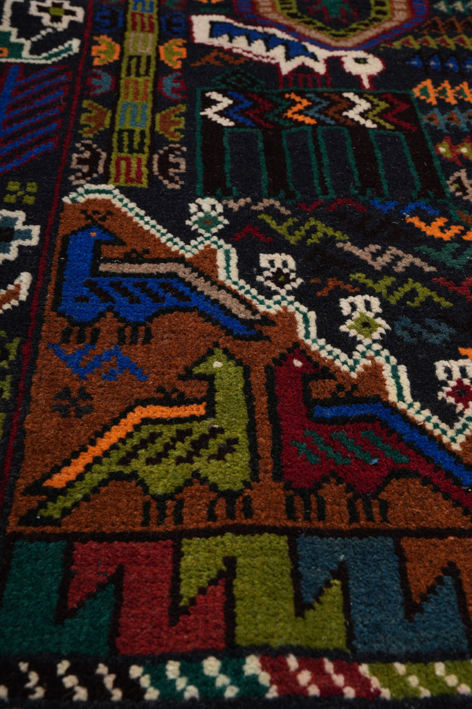 3.9 x 6.9 Tribal Wool Rug Handmade Afghanistan Wool on Wool #F-3225