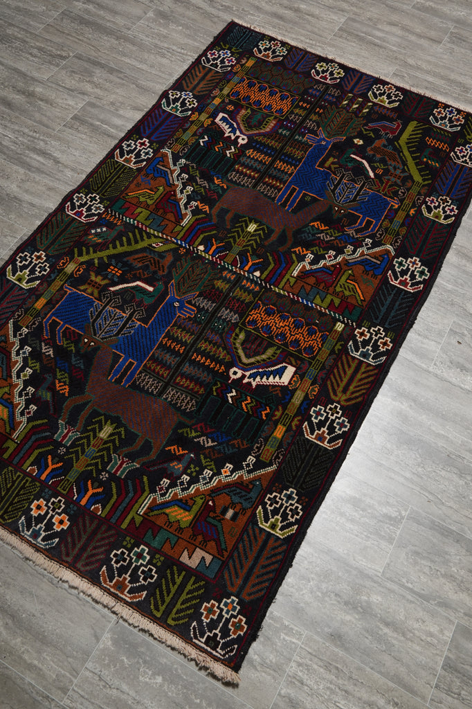 3.9 x 6.9 Tribal Wool Rug Handmade Afghanistan Wool on Wool #F-3225