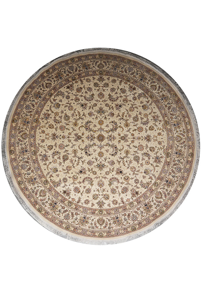 10.0 x 10.0 Round Finely Hand-Knotted Wool and Silk Rug #F-4050