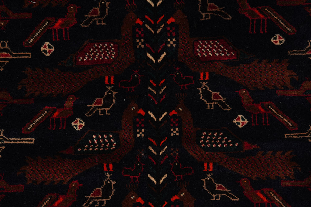 3 x 6 Peacock Birds Tribal Afghan Wool Rug #F-3227