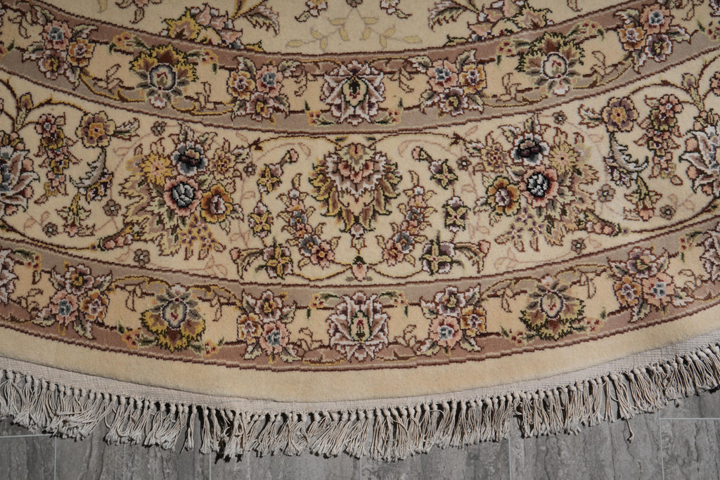10.0 x 10.0 Round Finely Hand-Knotted Wool and Silk Rug #F-4050
