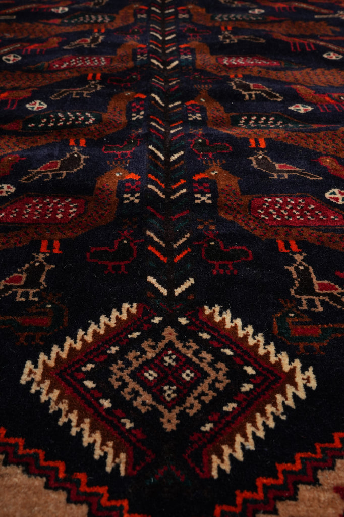 3 x 6 Peacock Birds Tribal Afghan Wool Rug #F-3227