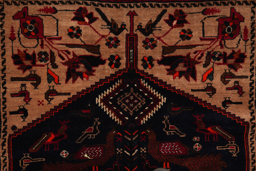 3 x 6 Peacock Birds Tribal Afghan Wool Rug #F-3227