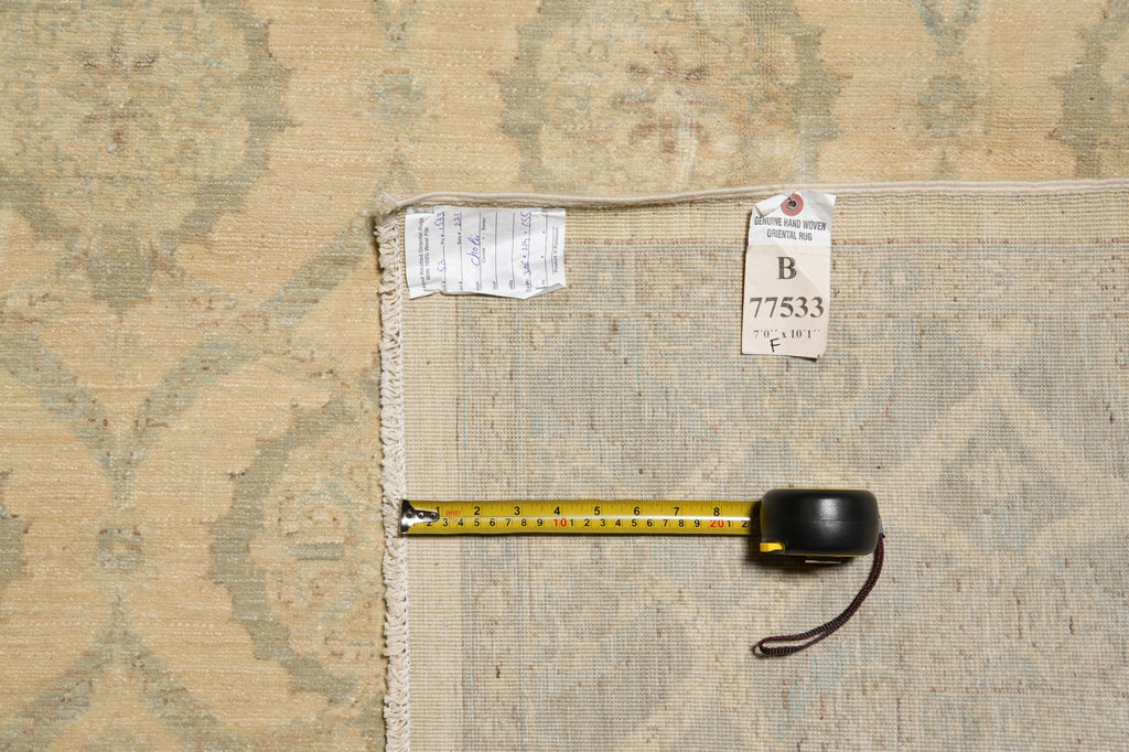 7 x 10.1 Transitional Handmade Chobi Peshawar Rug Natural Wool #B-77533