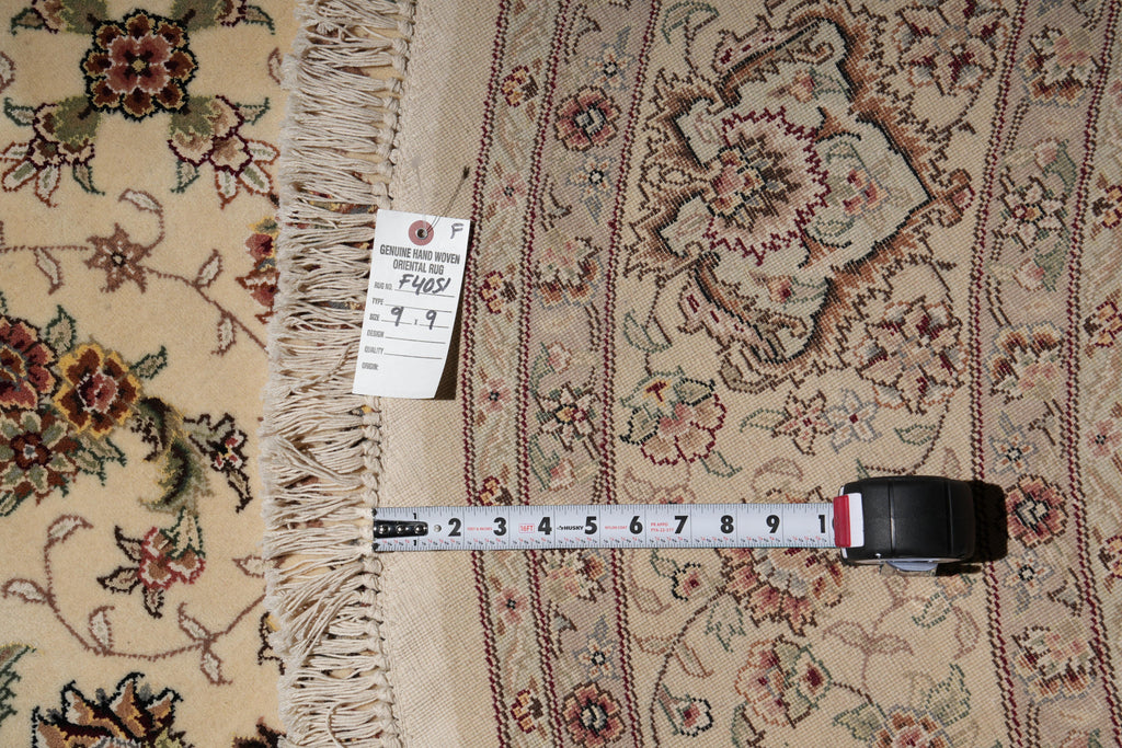 9.0 x 9.0 Round Fine Handmade Wool and Silk Rug #F-4051