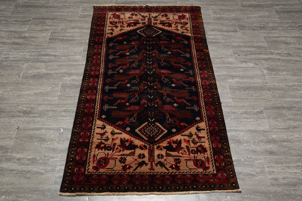 3 x 6 Peacock Birds Tribal Afghan Wool Rug #F-3227