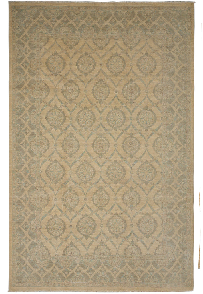 7 x 10.1 Transitional Handmade Chobi Peshawar Rug Natural Wool #B-77533