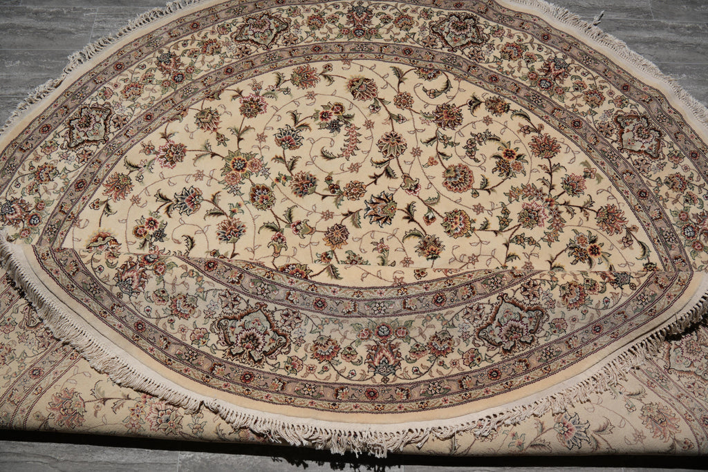 9.0 x 9.0 Round Fine Handmade Wool and Silk Rug #F-4051