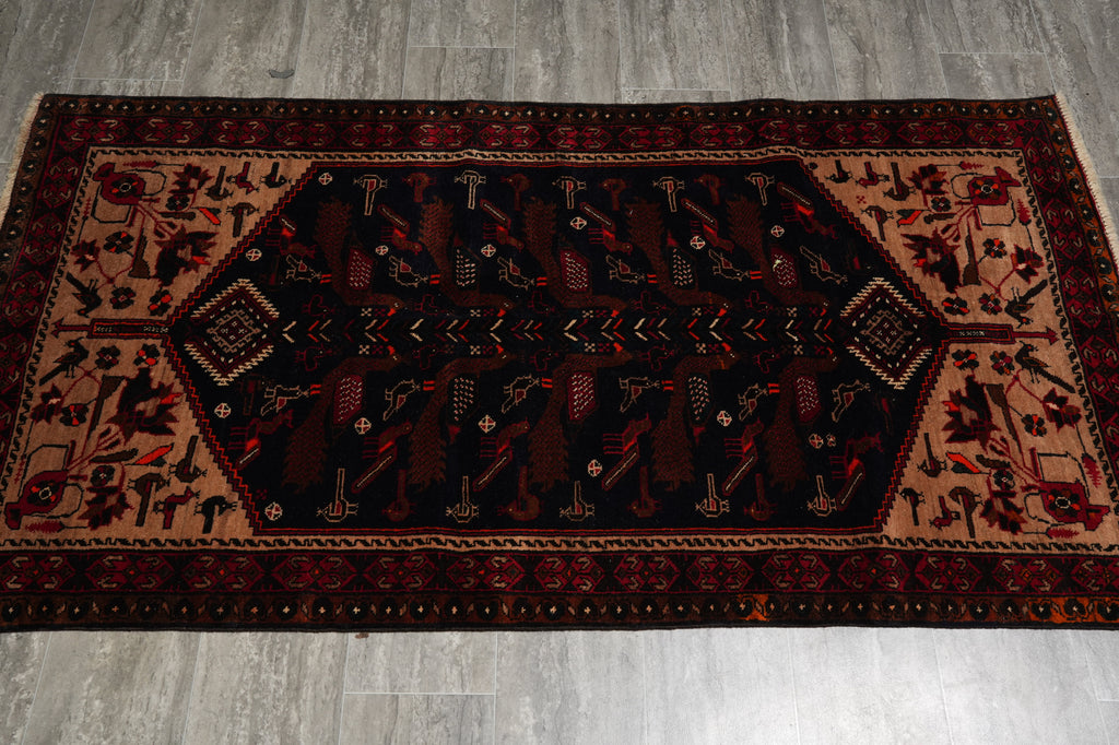 3 x 6 Peacock Birds Tribal Afghan Wool Rug #F-3227