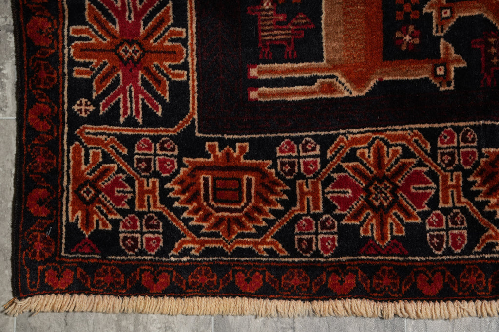 3 x 5.5 Tribal Afghan Rug Animal Motif #F-3226