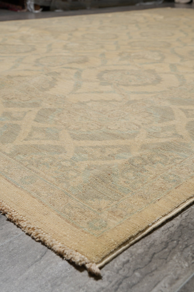 7 x 10.1 Transitional Handmade Chobi Peshawar Rug Natural Wool #B-77533