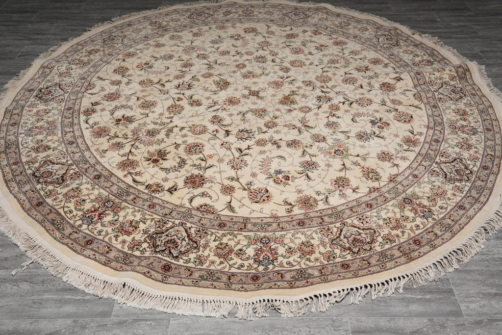 9.0 x 9.0 Round Fine Handmade Wool and Silk Rug #F-4051
