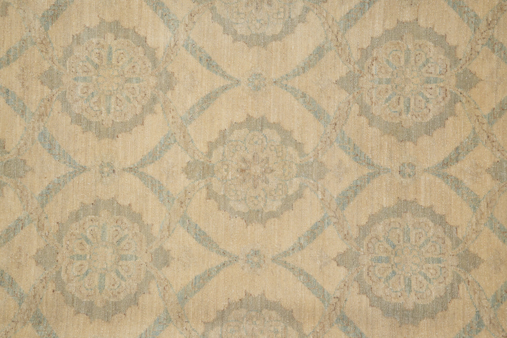 7 x 10.1 Transitional Handmade Chobi Peshawar Rug Natural Wool #B-77533