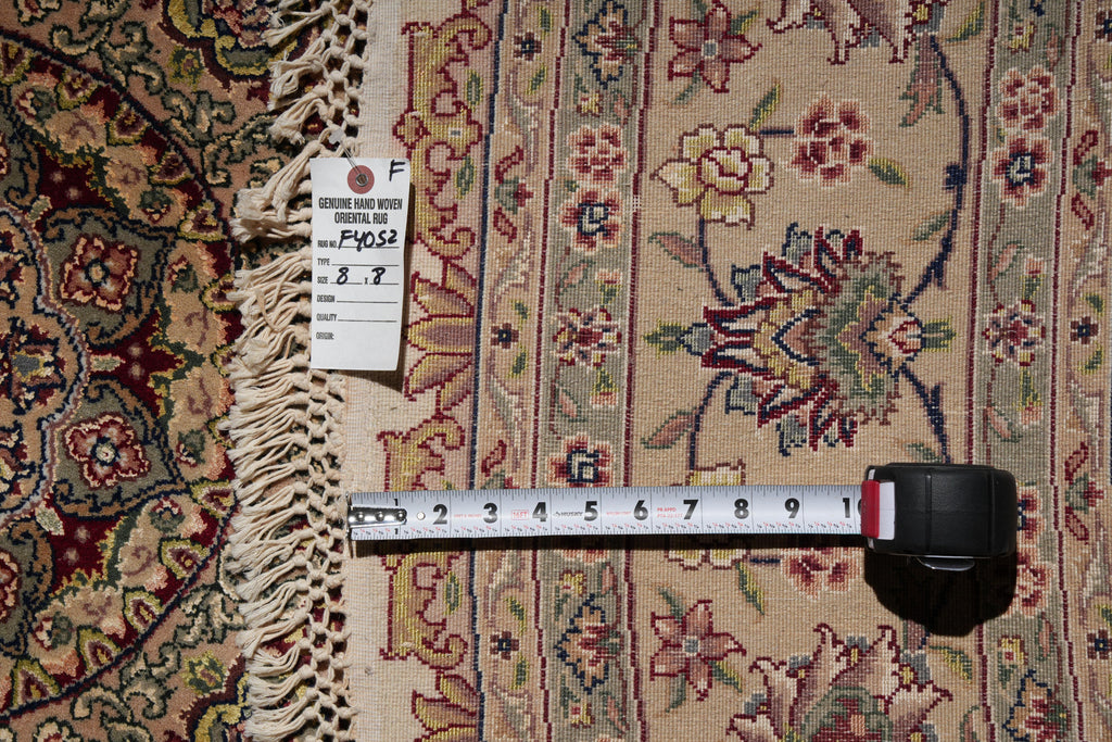 8.0 x 8.0 Fine Handmade Wool and Silk Round Rug #F-4052